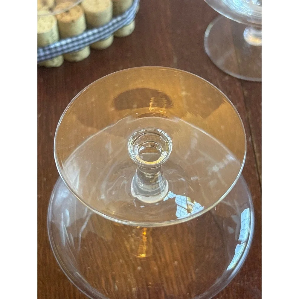 Vintage‎ Etched Glass Shrimp Cocktail Servers Set of 4 Chiller Bowls with Liners